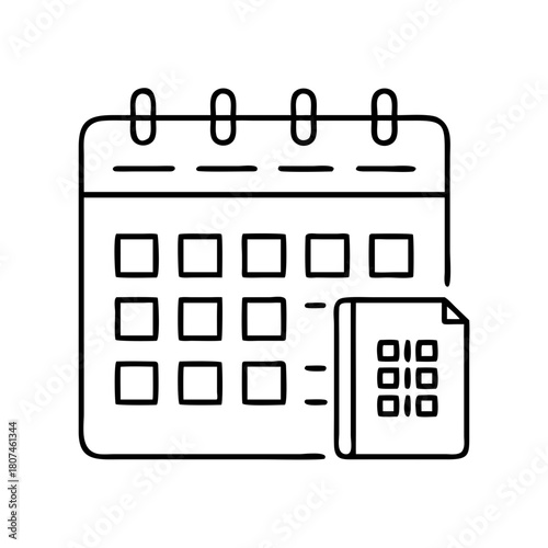 Calendar icon representing scheduling and organization with additional document outline