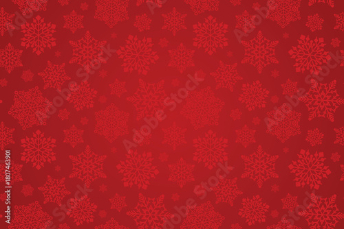 Red snowflakes seamless pattern. Red Christmas card with snow flakes. Monochrome festive snowflakes pattern for textile, wrapping paper, invitations, packaging, cards. 