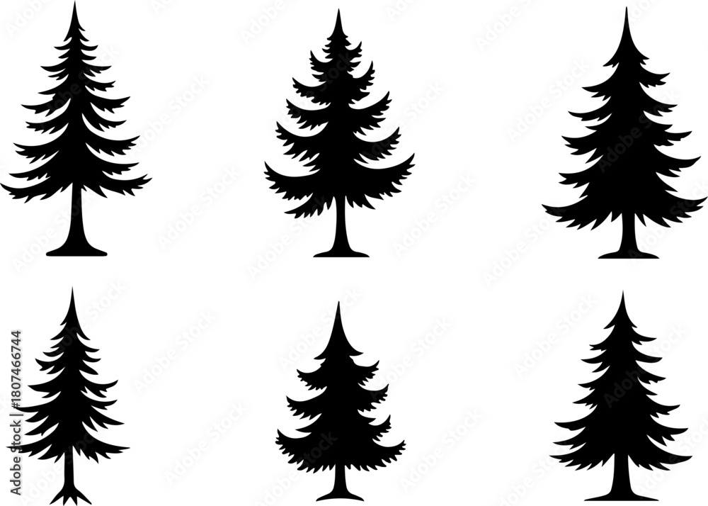 Fototapeta premium Pine Tree Silhouette Bundle | Evergreen Forest SVG Set