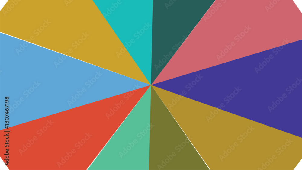 Fototapeta premium Geometric color wheel graphic design abstract background with radial shapes and vibrant colors