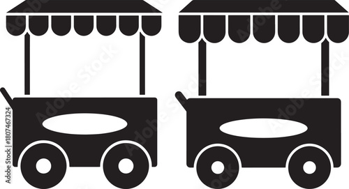 Two food cart silhouettes with awnings