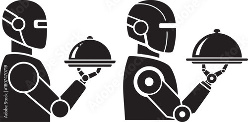 Robots serving food silhouette