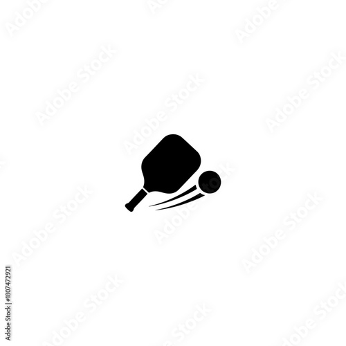 Dynamic pickleball action! Paddle and ball icon evokes energy, movement, and sport excitement for active lifestyles, fitness, and recreational fun
