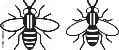 Two stylized fly silhouettes