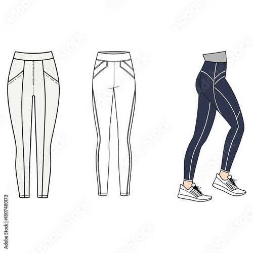 Leggings pants technical fashion vector