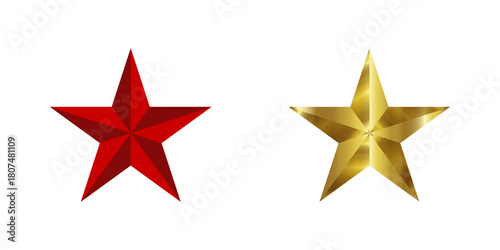 Five pointed Christmas star gold and red