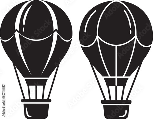 Two hot air balloons silhouette