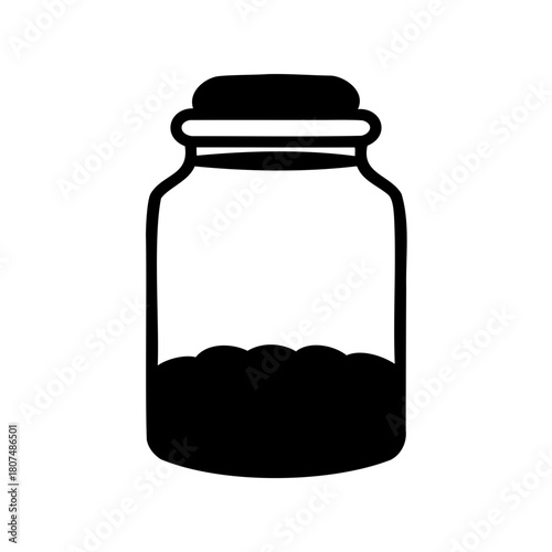 Black and white outline icon of a sealed jar container Vector, illustration