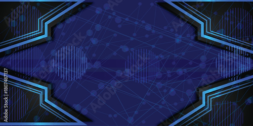 Abstract Dark blue elegant 3D technology background future design concept.  Vector illustration