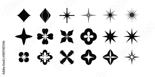 set of black and white vector icons with background.