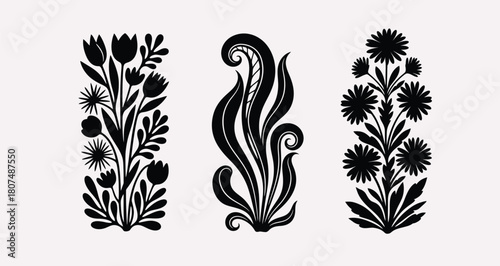 floral design elements with white background .
