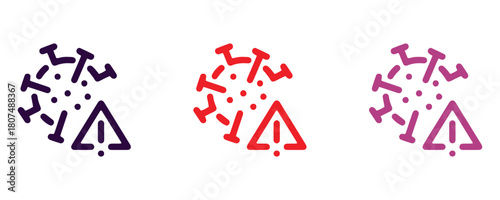 Alert about contagious disease spread, colorful health warning, pandemic outbreak risk, vector illustration, virus danger with attention graphic