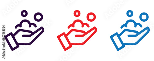 Colorful hand washing icons promoting hygiene and cleanliness for health awareness campaigns and promoting germ prevention with safety measures