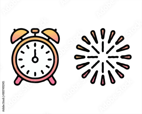 Cartoon retro classic metal alarm clock with ringing bell for morning wake-up and deadline reminder, isolated on white background