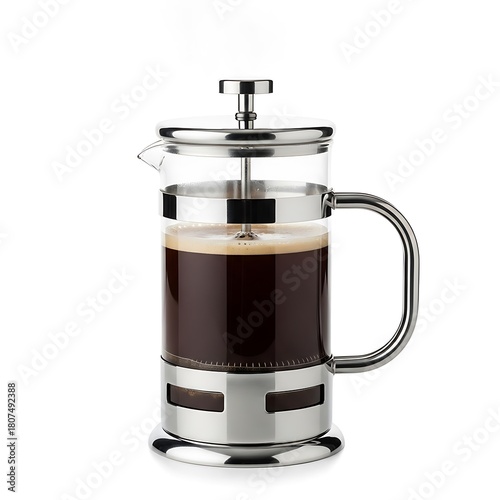 Wallpaper Mural A classic coffee press, a traditional coffee equipment piece, stands ready with freshly brewed dark coffee, showcasing the art of simple, artisanal brewing Torontodigital.ca