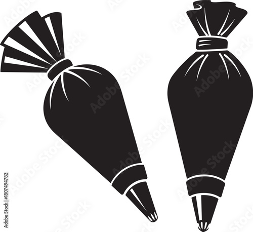 Two black piping bags silhouette