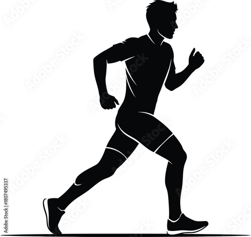 Dynamic silhouette of a male runner in motion capturing athleticism speed and determination for sports fitness and health concepts isolated on white background