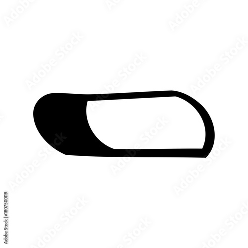 Abstract pill shape icon with white outline on side Vector, illustration