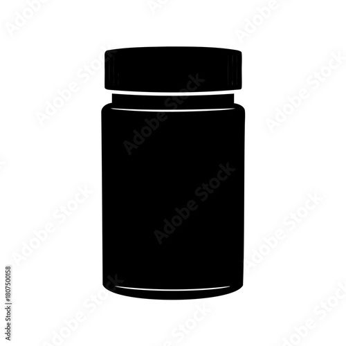 Pill bottle silhouette illustration on white background Vector, illustration