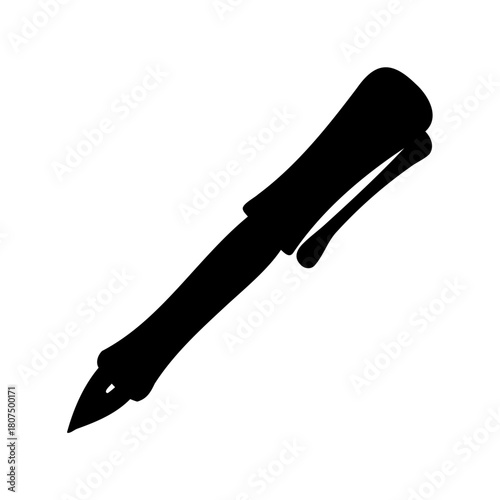 Elegant black silhouette of a classic fountain pen icon. Vector, illustration