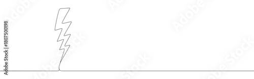 A continuous one-line drawing of a lightning bolt, symbolizing power or electricity, against a clean white background