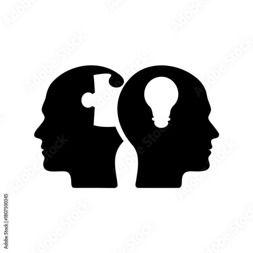 Partnership and innovative thinking puzzle piece emblem Vector, illustration