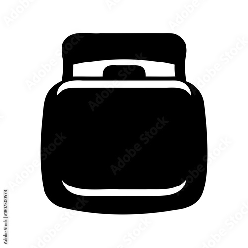 Simple graphic icon of a bed with headboard and pillow Vector, illustration