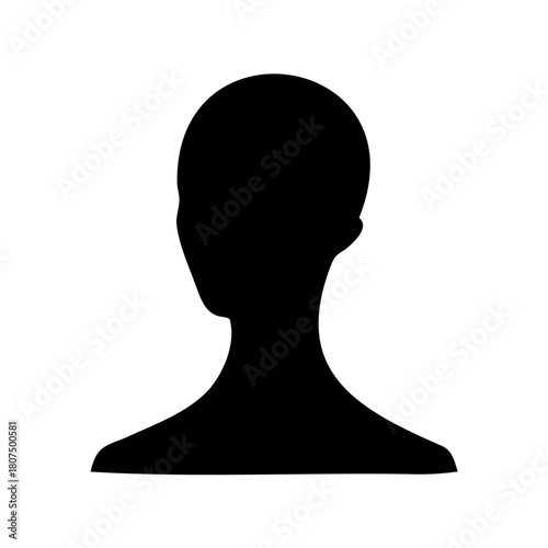 Black silhouette of a human head and shoulders on white Vector, illustration