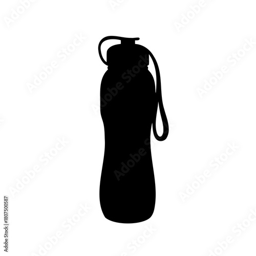 Reusable water bottle silhouette icon, sports and fitness. Vector, illustration