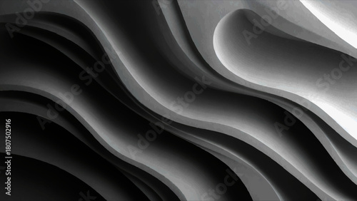 Abstract Black and White Wave Pattern Background with Smooth Transitions