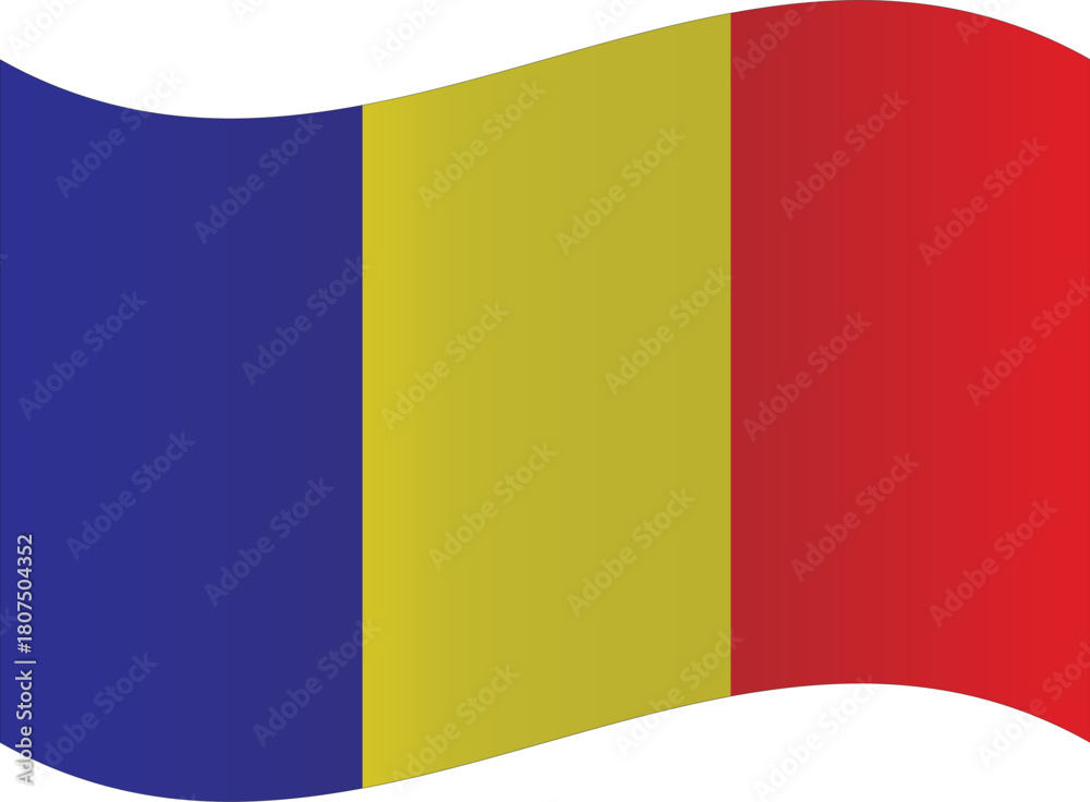 Fototapeta premium Waving flag of Romania a vector illustration of the Romanian national flag isolated on white background