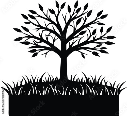 grass layer under tree silhouette.eps