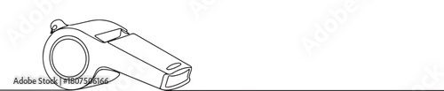 A continuous one-line drawing of a whistle, often used in sports or for signaling, against a clean white background