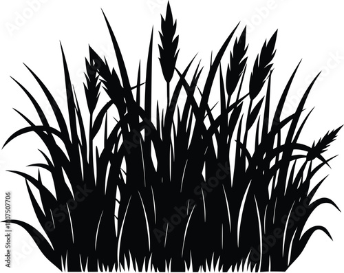thick layered countryside grass silhouette.eps