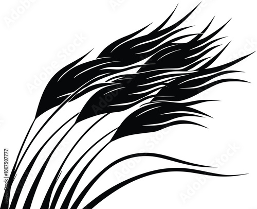 wind swept slanted grass silhouette.eps
