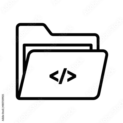Open Source Icon depicting a folder with code symbols inside  