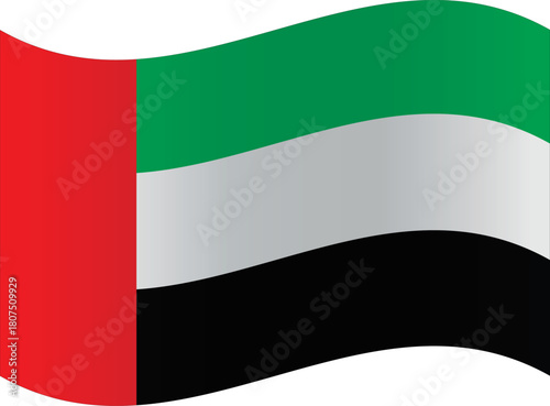 Waving United Arab Emirates flag a vector illustration of the UAE national flag isolated on white background