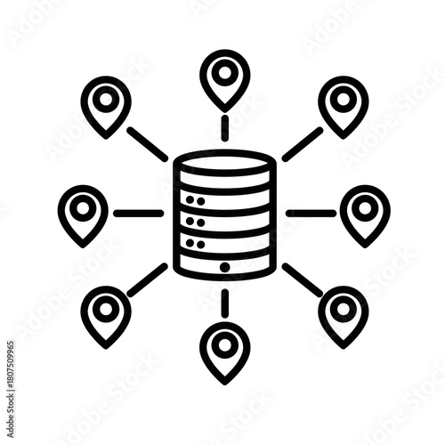 CDN (Content Delivery Network) Icon representing data distribution  