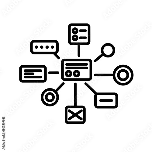 Microservices Icon depicting interconnected components for development  