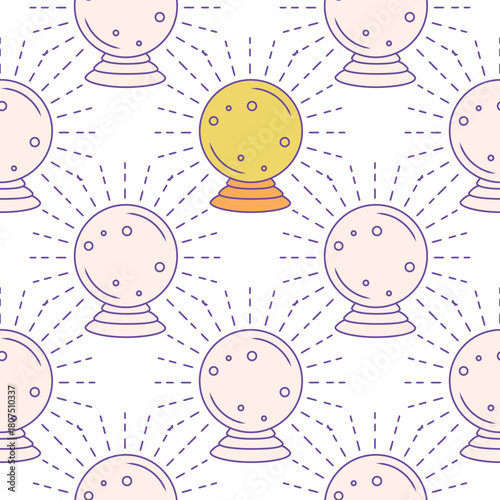 Magic seamless pattern with constellations, sun, moon, magic eyes, clouds and stars. Mystical esoteric background for design