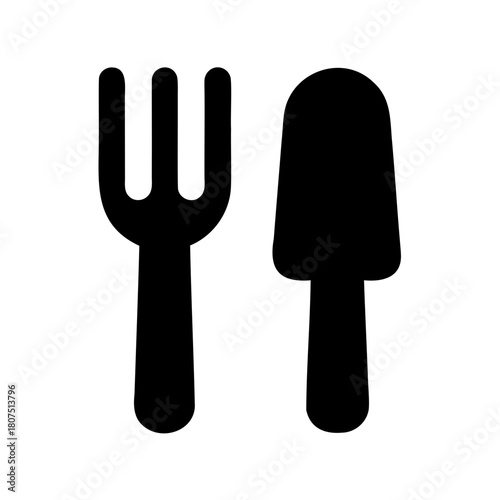 Gardening fork and trowel simple icon design elements Vector, illustration