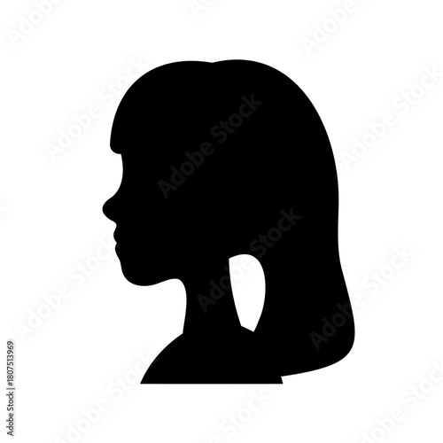 Female head profile silhouette with short hair design Vector, illustration