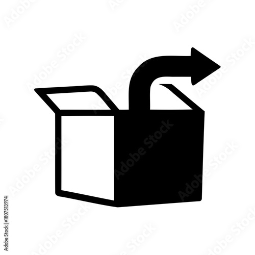 Open shipping box icon with an arrow indicating dispatch Vector, illustration