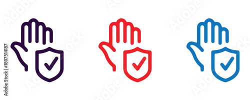 Hands with Shields Representing Protection and Safety in Multiple Colors, Great for Security or Healthcare Concepts, Ensuring Safety and Trust