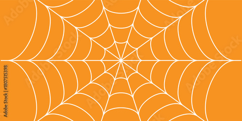 White spider web on a orange background. orange spider web background. Spider web Vector.