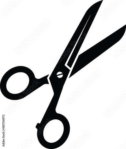 Silhouette of open scissors simple graphic icon symbol for cutting tailoring sewing crafting and design elements isolated on white isolated on white background