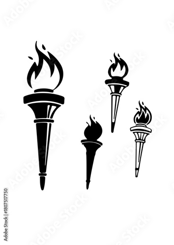 Set of Flaming Torch Icon 