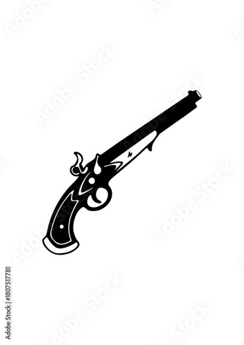 Antique Flintlock Pistol Vector