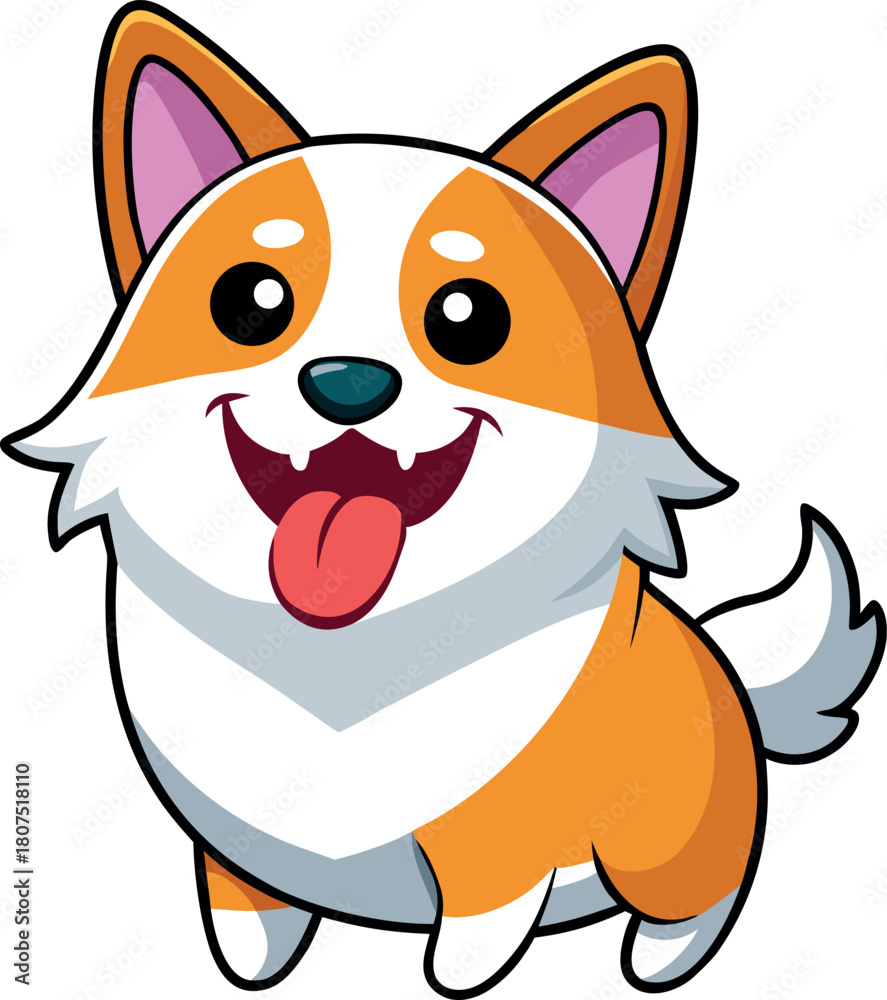 Fototapeta premium Happy cheerful corgi dog showing happy with an adorable smile and wagging tail A cute lively playful pet full of joy and exuberance. 
