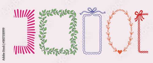  collection of frame of Christmas card with Christmas tree with multiple color.